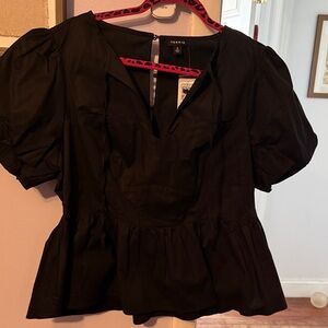 Torrid Black Peplum Puff-Sleeve Top size 0